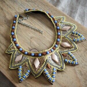 Esquisite Bead Embroidery Bib Statement Necklace